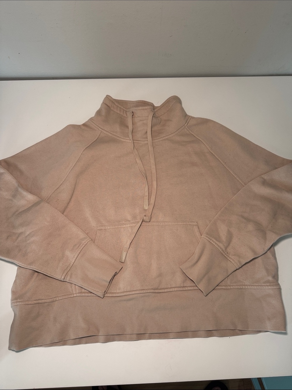 Women's Cream Pullover Funnel Neck Sweatshirt XL